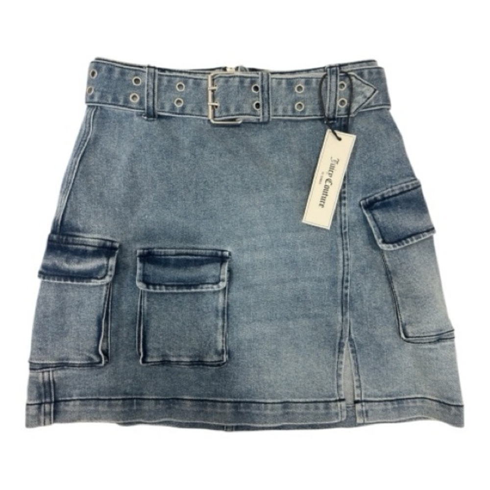 Juicy Couture Denim Mini Skirt with Cargo Pockets & Belt – Women's Size 25 (2)